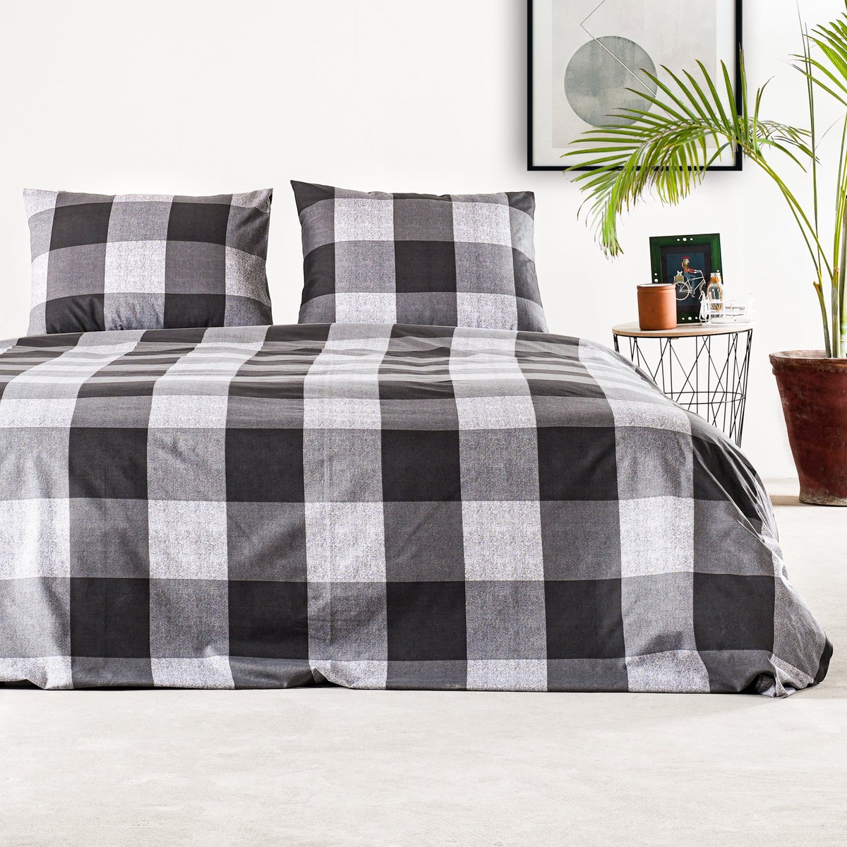 Charm & Co Checks - Dekbedovertrek - Lits-jumeaux - 240 x 200/220 - Grijs