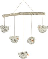 Hangmobiel  - Vogels - Hout - Wit - 52x40x9 cm - Indonesie - Sarana - Fairtrade