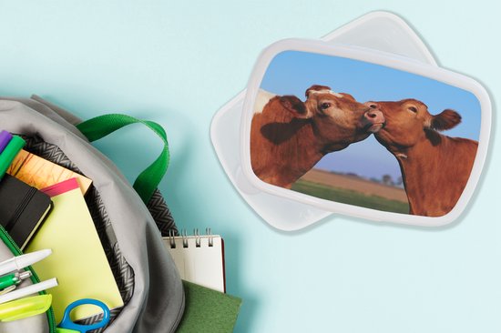 Lunch box Wit - Lunch box - Boîte à pain - Vaches - Été - Marron - 18x12x6 cm - Adultes