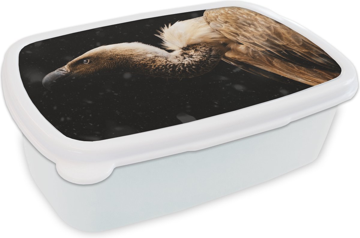 Broodtrommel Wit - Lunchbox - Brooddoos - Gier - Vogel - Dieren - 18x12x6 cm - Volwassenen