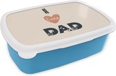 Broodtrommel Blauw - Lunchbox - Brooddoos - Vaderdag - Quotes - I love dad - Spreuken - 18x12x6 cm - Kinderen - Jongen