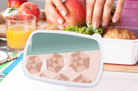 Lunch box Wit - Lunch box - Boîte à pain - Été - Parasols - Plage - Mer - 18x12x6 cm - Adultes