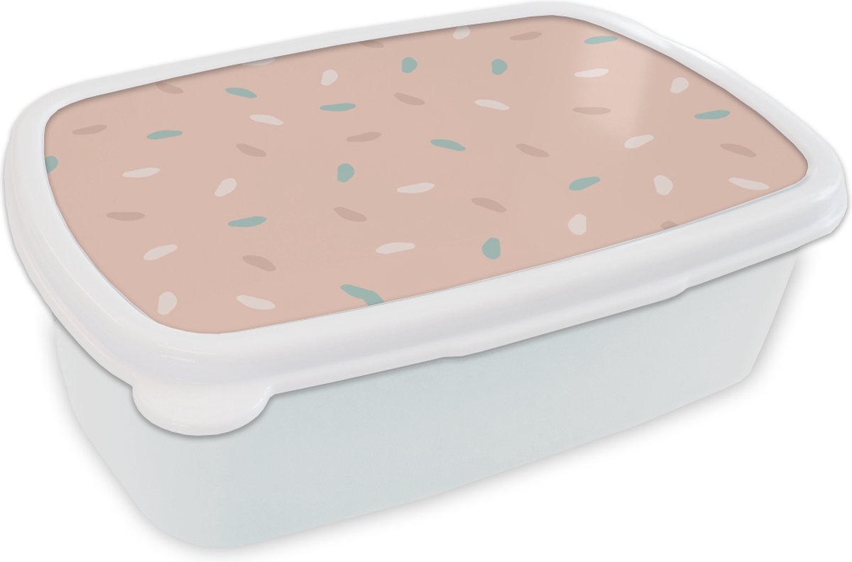 Broodtrommel Wit - Lunchbox - Brooddoos - Zomer - Patroon - Pastel - 18x12x6 cm - Volwassenen