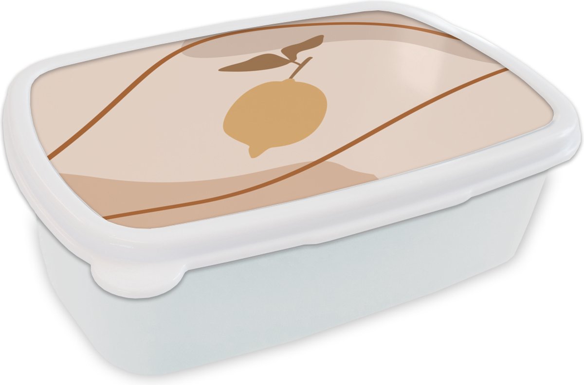 Broodtrommel Wit - Lunchbox - Brooddoos - Zomer - Citroen - Fruit - 18x12x6 cm - Volwassenen