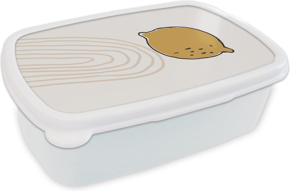 Broodtrommel Wit - Lunchbox - Brooddoos - Zomer - Citroen - Wit - 18x12x6 cm - Volwassenen