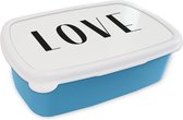 Broodtrommel Blauw - Lunchbox - Brooddoos - Spreuken - Love - Quotes - 18x12x6 cm - Kinderen - Jongen