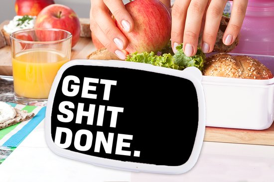 Boîte à pain Wit - Boîte à lunch - Boîte à pain - Proverbes - Get shit done - Citations - 18x12x6 cm - Adultes - Cadeau Sinterklaas - Distribution de cadeaux pour enfants - Cadeaux chaussures Sinterklaas