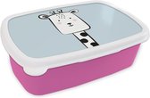 Broodtrommel Roze - Lunchbox - Brooddoos - Giraf - Dieren - Pastel - 18x12x6 cm - Kinderen - Meisje