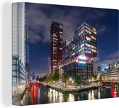 Toile Peinture Rotterdam - Gratte-Ciel - Soir - 160x120 cm - Décoration murale XXL