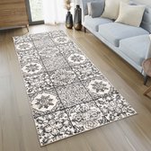 Tapiso Ethno Tapijtloper Beige Oosters Slaapkamer Gang Woonkamer Franjes Maat- 80x200