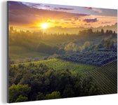 Wanddecoratie Metaal - Aluminium Schilderij Industrieel - Toscane - Landschap - Zon - 90x60 cm - Dibond - Foto op aluminium - Industriële muurdecoratie - Voor de woonkamer/slaapkamer