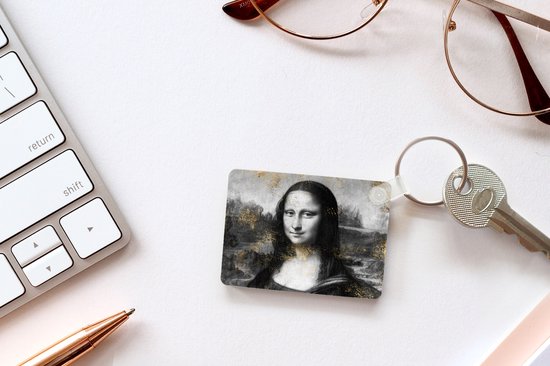 Porte-clés - Mona Lisa - Leonardo de Vinci - Zwart - Wit - Or - Plastique