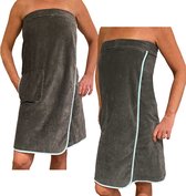 HOMELEVEL sauna handdoek voor dames - Katoenen saunakilt met klittenband - Donkergrijs - One size