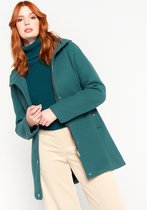 LOLALIZA Halflange duffelcoat met capuchon - Groenblauw - Maat L