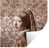Muurstickers - Sticker Folie - Meisje met de parel - Vermeer - Bruin - 50x50 cm - Plakfolie - Muurstickers Kinderkamer - Zelfklevend Behang - Zelfklevend behangpapier - Stickerfolie