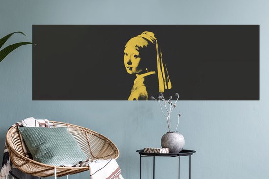 Muurstickers - Sticker Folie - Meisje met de parel - Vermeer - Geel - 120x40 cm - Plakfolie - Muurstickers Kinderkamer - Zelfklevend Behang - Zelfklevend behangpapier - Stickerfolie