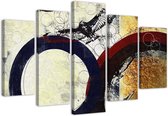 Trend24 - Canvas Schilderij - Dark Circles - Vijfluik - Abstract - 150x100x2 cm - Beige