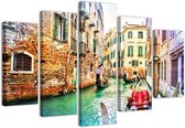 Trend24 - Canvas Schilderij - Expeditie Naar Venetië - Vijfluik - Steden - 150x100x2 cm - Groen
