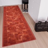 Tapiso Antislip Rubber Mat Rood Geometrisch Klassiek Rubbermat Tapijt Maat- 80x850