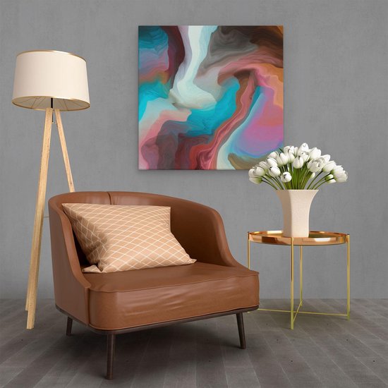 Artaza Peinture Sur Toile Art Abstrait - Vagues Colorées - 70x70 - Tableau Sur Toile - Impression Sur Toile