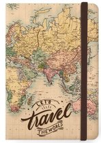 notitieboek wereldkaart A5 papier bruin