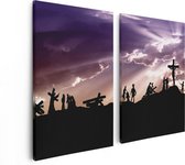 Artaza Canvas Schilderij Tweeluik Kruistocht naar het Kruis van Jezus Christus - 80x60 - Foto Op Canvas - Canvas Print