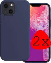 iPhone 13 Hoesje Silicone Case - iPhone 13 Case Donker Blauw Siliconen Hoes - iPhone 13 Hoes Cover - Donker Blauw - 2 Stuks