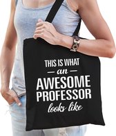 Awesome / geweldige professor cadeau tas zwart voor dames en heren - kapitein kado tas / beroep cadeau tas