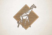Line Art - Giraffe 1 met achtergrond - XS - 25x25cm - Eiken - geometrische wanddecoratie
