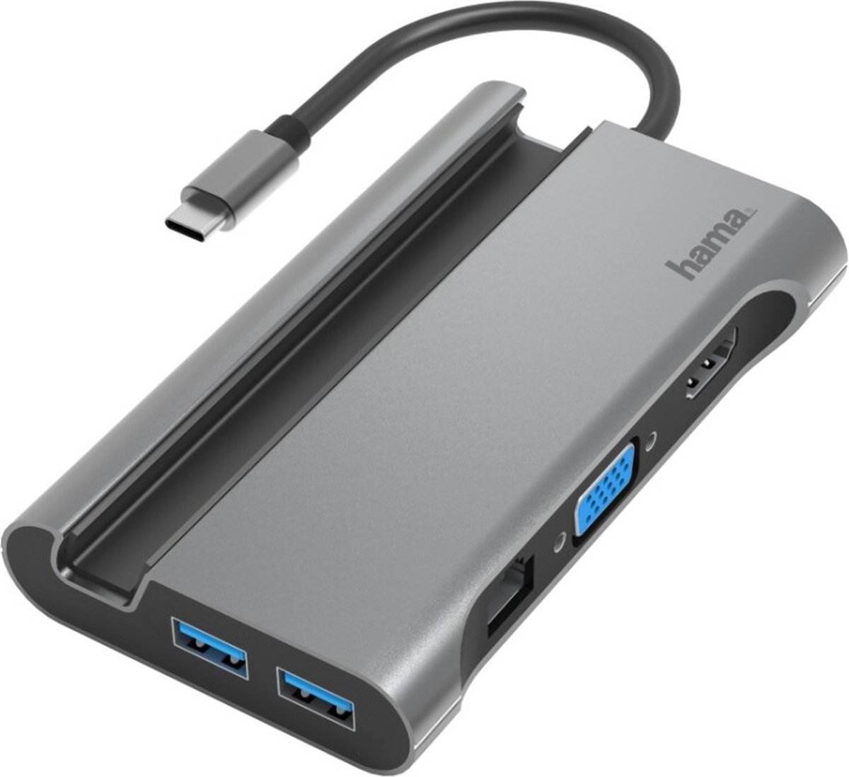 Hama USB-C-hub, "Connect2Mobile", Multiport, LAN/Ethernet, 7 poorten