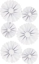 Rosettes wit/glitter 35 + 50 mm 6 stuks