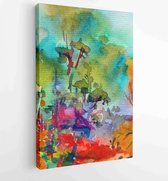 Canvas schilderij - Painting of vegetation of the park , made in the technique of watercolors from nature -  Productnummer 1497124709 - 40-30 Vertical
