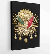 Canvas schilderij - Ottoman Empire Emblem. Golden-leaf Ottoman Empire Emblem isolated on black background -  Productnummer 1352197490 - 50*40 Vertical