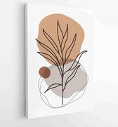 Canvas schilderij - Foliage line art drawing with abstract shape. Abstract Plant Art design for print, cover, wallpaper, Minimal and natural wall art. 2 -    – 1821354557 - 50*40 V