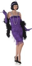 Karnival Costumes 20's Party Jaren 20 Stralende Paarse Flapper Jurk Charleston Kostuum Carnavalskleding Dames Carnaval - Polyester - Paars - Maat XL - 3-Delig Jurk/Handschoenen/Hoo