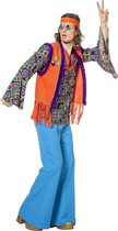 Wilbers - Hippie Kostuum - High On Lsd Hippie Oranje Man - oranje,multicolor - Maat 58 - Carnavalskleding - Verkleedkleding