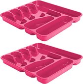 2x stuks bestekbakken/bestekhouders 7-vaks fuchsia roze - 37 x 42 x 5 cm - Keuken opberg accessoires