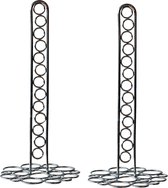 2x stuks metalen keukenrolhouders rond met cirkelmotief zilver 16 x 36 cm - Keukenpapier/keukenrol houders van metaal