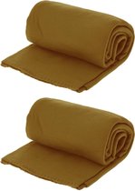 3x stuks polyester fleece dekens/dekentjes 130 x 160 cm in kleur nature herfstbruin