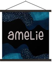 Porte-affiche avec affiche - Affiche scolaire - Amelie - Pastel - Fille - 40x40 cm - Lattes noires