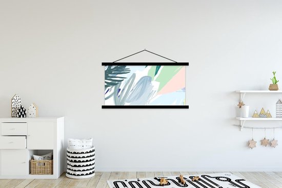 Porte-affiche avec affiche - Affiche scolaire - Été - Abstrait - Tache - 120x60 cm - Lattes noires