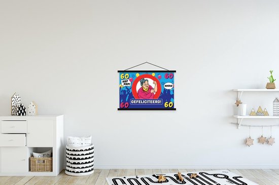 Porte-affiche avec affiche - Affiche scolaire - Anniversaire - 60 ans - Jubilé - 60x40 cm - Lattes noires