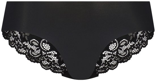 Zwarte Brazilian slip met kanten rand langs de beenopeningen.