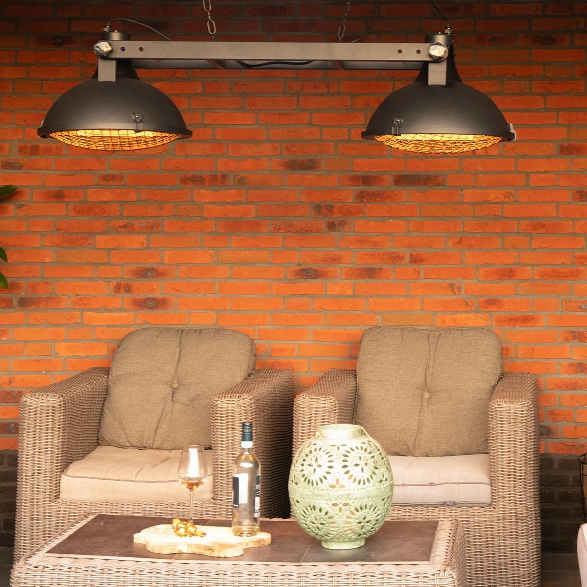 Sunred Indus II Bright 3000 W - Chauffage de terrasse suspendu - Noir