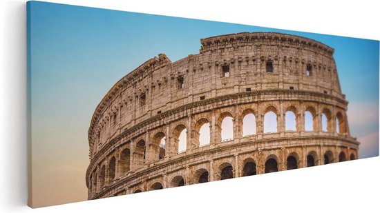 Artaza Canvas Schilderij Colosseum in Rome met de Blauwe Lucht - 60x20 - Foto Op Canvas - Canvas Print