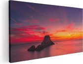 Artaza Canvas Schilderij Ibiza Rotsen Eiland bij Zonsondergang - 120x60 - Groot - Foto Op Canvas - Canvas Print