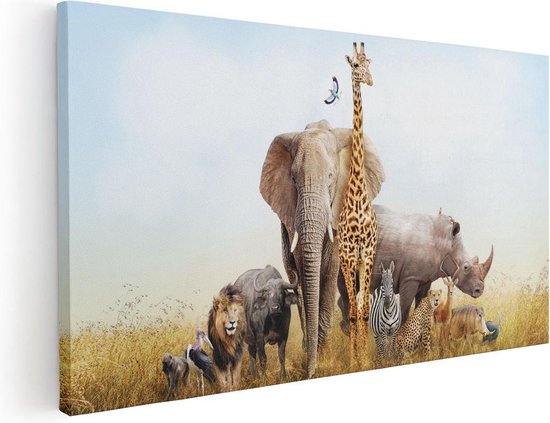 Artaza Canvas Schilderij Dieren op het Gras - Afrika - 100x50 - Groot | bol.com