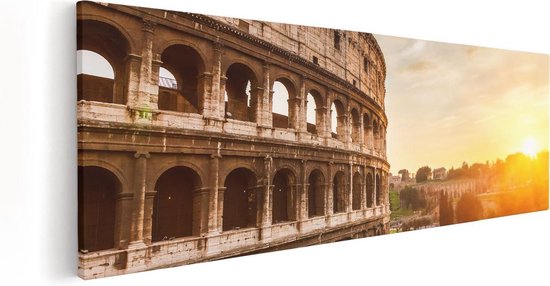 Artaza Canvas Schilderij Colosseum bij Zonsondergang in Italïe - 120x40 - Groot - Foto Op Canvas - Canvas Print