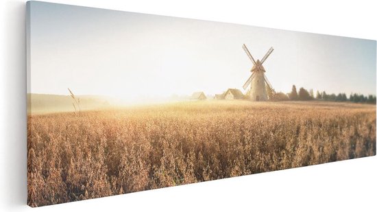 Artaza - Canvas Schilderij - Windmolen in het Veld - Foto Op Canvas - Canvas Print