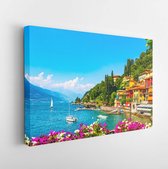Canvas schilderij - Varenna town in Como lake district. Italian traditional lake village. Italy, Europe. -     1218364807 - 115*75 Horizontal